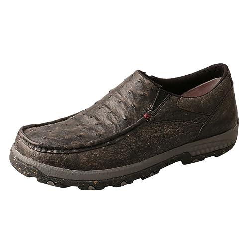 Twisted X Men's Slip-On Driving Moc, Moc Toe with CellStretch, Black & Grey, 9 W Image