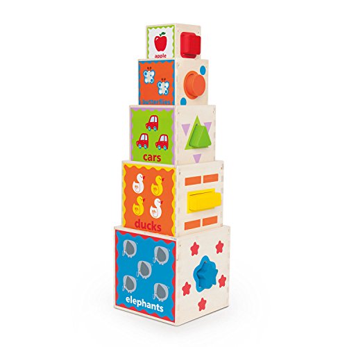 Hape Pyramid of Play Wooden Toddler Wooden Nesting Blocks Set