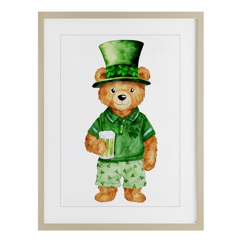 'St. Patrick's Day Bear'| Framed Print Under Glass