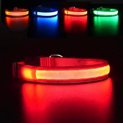 MASBRILL Light Up Dog Collar LED USB Rechargeable Red L Waterproof