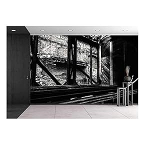 Some Trains at Abandoned Train Depot - Removable Wall Mural | Self-Adhesive Large Wallpaper - 66x96 inches