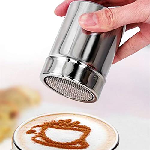 Shaker per cioccolato in acciaio inossidabile Farina di cacao Caffè Cannella in polvere Secchiello Spolverino Filtro da… - immagine 4