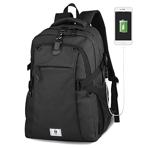 Artone Water Resistant 15.6" Anti-Theft Laptop Backpack Outdoor Sports Travel Daypack with Basketball Net and Usb Charging Port Black