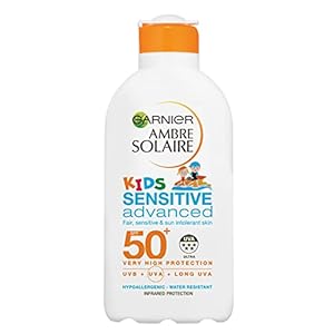 Garnier Ambre Solaire Kids Sensitive Sun Protection Lotion SPF 50+ 200ml, Very High Protection Sunscreen Against UVA…
