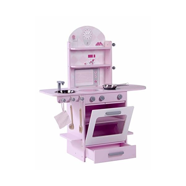 roba Spielküche, rosa, Kinderküche mit Herd, Spüle, Wasserhahn & Regal inkl. Zubehör – Bild 4