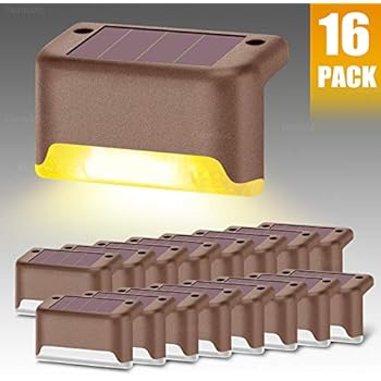 DenicMic Solar Deck Lights 16 Pack Fence Post Solar Lights for Patio Pool Stairs Step and Pathway, Weatherproof LED Deck Lights Solar Powered Outdoor Lights (Warm White)