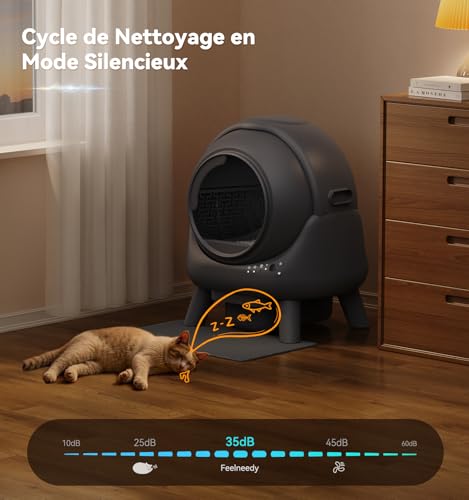 Feelneedy Self-Cleaning Cat Litter, Automatic Litter Tray, Leak-Proof/Anti-Pinching/Triple Anti-Odour/Safety/APP Control/Easy Cleaning, Maximum Capacity 65 L