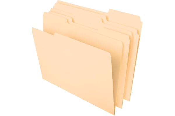Pendaflex File Folders, Letter Size, 8-1/2" x 11", Classic Manila, 1/3-Cut Tabs in Left, Right, Center Positions, 100 Per Box