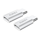 [Upgraded] AUKEY MacBook Pro USB C Adapter, [2 Pack] Mini USB Type C Adapter Aluminum for Google Chromebook Pixelbook, Samsung Galaxy S9 S8 Note8, Google Pixel 2/2XL