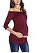 AnnAnn Womens Maternity Tunic Tops Off Shoulder 3/4Sleeve Classic Side Ruched T-shirt Pregnancy Clothes