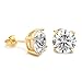 GuqiGuli Sterling Silver 14k Gold 6mm Round Diamond CZ Stud Earrings for Women and Men