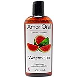 Amor Oral Watermelon Flavored Lube - Edible, Water Based, Flavored Personal Lubricant for Women, Men, Couples, 4 oz (Watermelon)