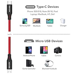AGVEE 2 Pack 6ft USB-C OTG to Micro USB