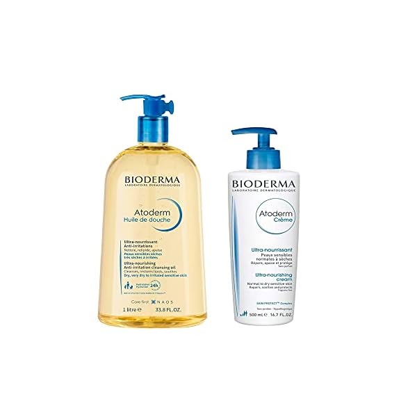 Atoderm Body Wash Moisturizing and Cleansing Shower Oil 1000ml bundled with Atoderm Creme Nourishing Cream with Pump…