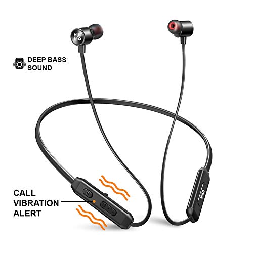 Mulo Wonderloop 500 Wireless Neckband Earphone with Deep Bass Sound, IPX7 and Vibration Alert (Black)