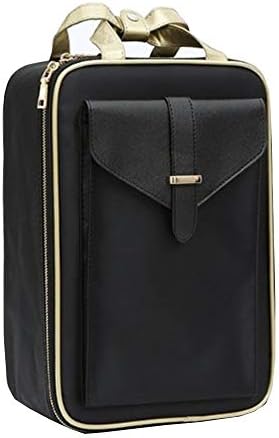 GUOLX High Capacity Make Up Cosmetic Bag Beauty Case Vanity Bag For Travel Professional Storage Beauty Bag With Adjustable Shoulder Strap,Gold-23cm*12.5cm*33.5cm