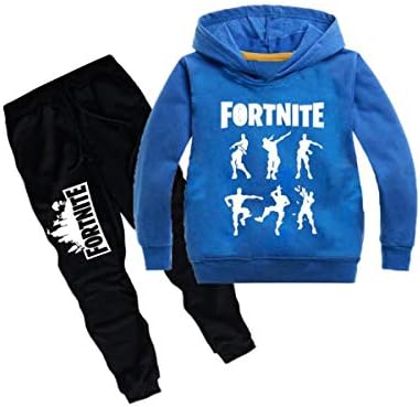OPENDIY Fortnite Children's Long Sleeve Pullovers 2-Piece Sweatsuit Pants Set Kids Boys Girls Hooded Sweatshirt 2-8Y