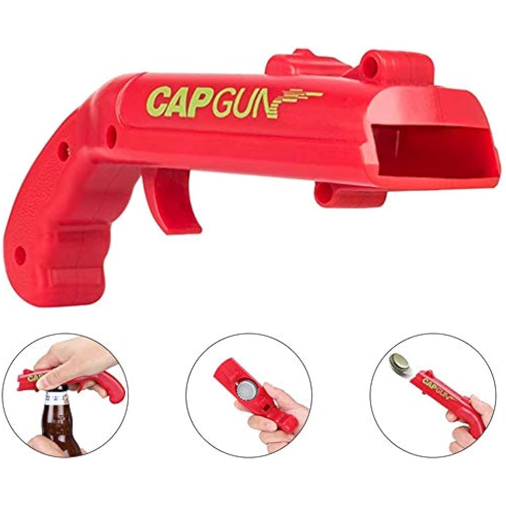 Cap Gun Bottle Opener, Creative Launcher Shooter, Plastic Beer Openers