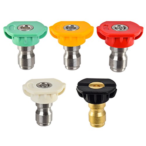 Pressure Washer Spray,Newcomdigi DUS-025 Pressure Washer Spray Nozzle Tips Multiple Degrees 1/4 Quick Connection Design 2.5 GPM (5 Pack)
