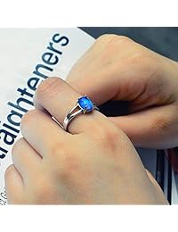Fun Jewels - Anillo minimalista para el estado de ánimo (tamaño plateado, ajustable, con piedra de cristal ovalada que cambia de color)