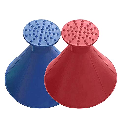 UNIKbrush 2 in 1 Ice Scraper Snow Shovel Cone Funnel Icebreaker Snow Remover Tool for Car Windows (Blue and Red)
