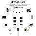 Power Strip - 6-Outlet Surge Protector with 5 USB Ports Fast Charging (4.8A), 6Ft Long Extension Cord Flat Plug Wall Mountable, 1700 Joules for iPhone iPad Home Dorm Office Laptop Computer
