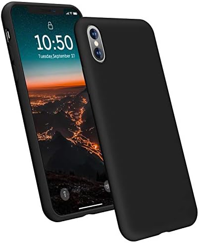 YOHUTO Ultra Slim Fit Silicone iPhone X Case/iPhone Xs Case, Soft Liquid Silicone Gel Rubber with Full Body Cover Shockproof Anti-Scratch Protective Case, Compatible with iPhone X/Xs 5.8" (Black)
