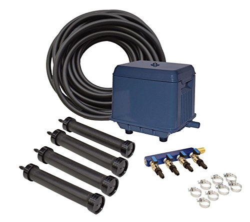 EASYPRO STRATUS KLC KOI POND AERATION KIT with Compressor, 4 Diffusers, Quick Sink Tubing and Cord for 4000 to 30000 Gallon Water Feature, Circulates and De-Ices Quietly, Energy Efficient, Fish Safe