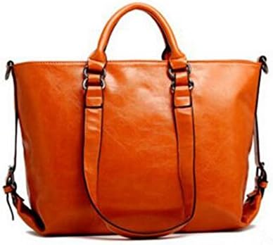 Women PU Leather CrossBody Casual Vintage Shoulder Bag Large Capacity Handbag (Orange)