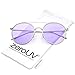 zeroUV - Modern Metal Crossbar Slim Temple Colored Flat Lens Round Aviator Sunglasses 54mm (Silver / Purple)