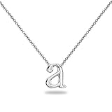 Sterling Silver Initial Alphabet Letter Name Charm Pendant Necklace Personalized Gifts for Women or Girls