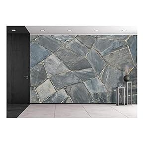 Pattern of Decorate Slate Stone Wall - Removable Wall Mural | Self-Adhesive Large Wallpaper - 66x96 inches