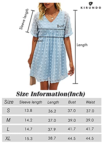 KIRUNDO 2023 Summer Womens Short Sleeve Mini Dress V Neck Flowy Casual Dress Swiss Dot Loose Short Plus Size Maternity… - Image 4