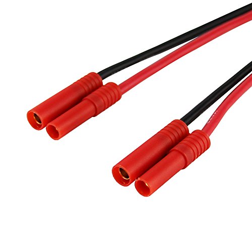 OliYin HXT 4mm Charge Cable to 4.0mm Banana Connector Plug with 14awg 30cm 11.8inch Silicone Wire(pack of 2)