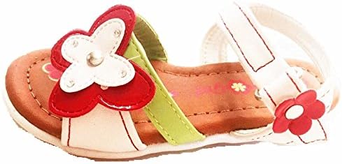 Great Diva Girls Infant Toddler Grip Velcro Synthetic Cute Dress Sandal (Butterfly or Jasmine) (5, White Happy16)