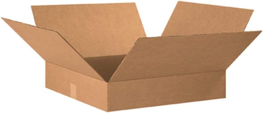 Aviditi 20204 Flat Corrugated Box, 20" Length x 20" Width x 4" Height, Kraft (Bundle of 10)+(Bundle of 10)