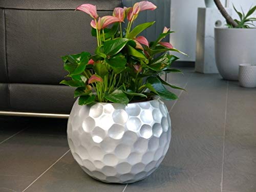 Pflanzkübel Mondo aus Fiberglas L45xB45xH37 in matt Silber – Bild 6