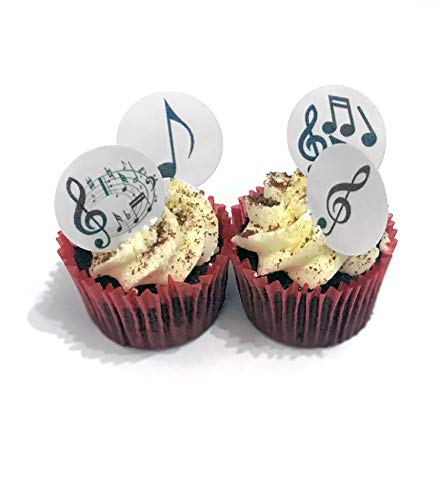 24 Precut Musical Music Note Edible Cupcake Cake Toppers
