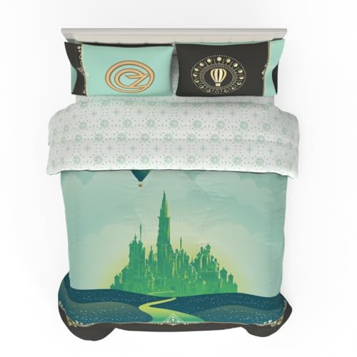 Franco Collectibles Wicked Elphaba and Glinda Bedding 5 Piece Super Soft Reversible Comforter and Sheet Set, Queen, (Officially Licensed Product)