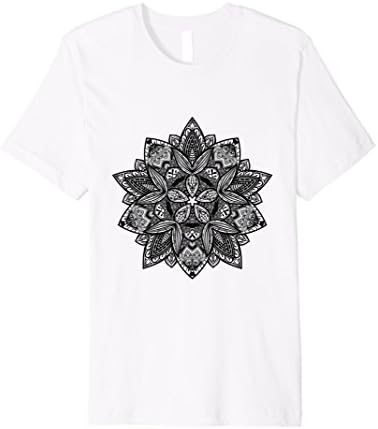 Mens Spiritual T-Shirt Lotus Flower Hindu Geometric Mandala Black 2XL White