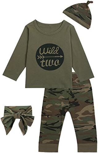 Baby Boys Girls Wild One Birthday Outfit 1st Birthday Camouflage Pants Set