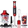 Hand Blender 3 in 1 LINKChef Hand Blender 500W, 500ml Food Processor, 800ml Beaker, Whisk, Robust Titanium Coating…