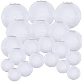 Supla 20 Pack Chinese White Paper Lantern&nbsp;Hanging Paper Lanterns White Round Paper Lanterns 4" 6" 8" 10" 12" White Hanging Lanterns Wedding Party Decorations