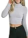 Joeoy Women's Turtle Neck Knitted Cropped Sweater Jumper