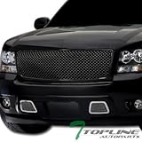 Topline Autopart Black Mesh Front Hood Bumper Grill Grille Cover ABS 07-14 Tahoe Suburban Avalanche