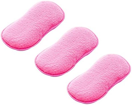 Qianming Kitchen Scouring Pads, 3pcs Double Sided Antibacterial Scrubbing Sponges Scourer Non Odor Dish Scrubber Brush, Great for Non Stick Pans Pots Cookware - Pink