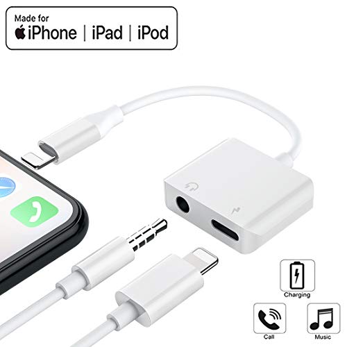 Headphones Jack Adapter for iPhone 7 Accessories, Charging Cable 3.5mm Aux Audio Converter for iPhone 8 Earphone Dongle Audio & Charge Connector Headset Cable for iPhone X