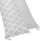 Sweet Jojo Designs Gray and White Trellis Full Length Double Zippered Body Pillow Case Cover