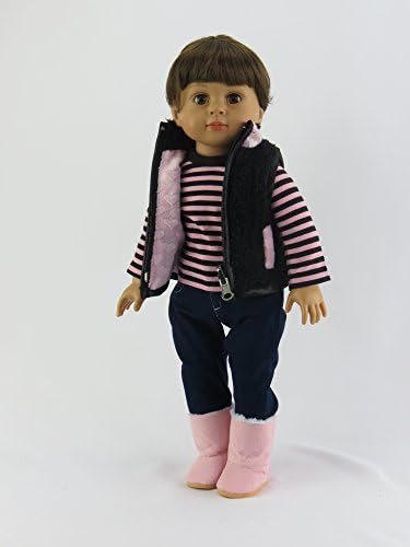 3PC Pink and Black Heart Pant Set #174 | Fits 18" American Girl Dolls, Madame Alexander, Our Generation, etc. | 18 Inch Doll Clothes