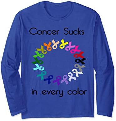 Unisex Cancers Suc Find Cure Awareness Ribbons Long Sleeve T-Shirt Small Royal Blue